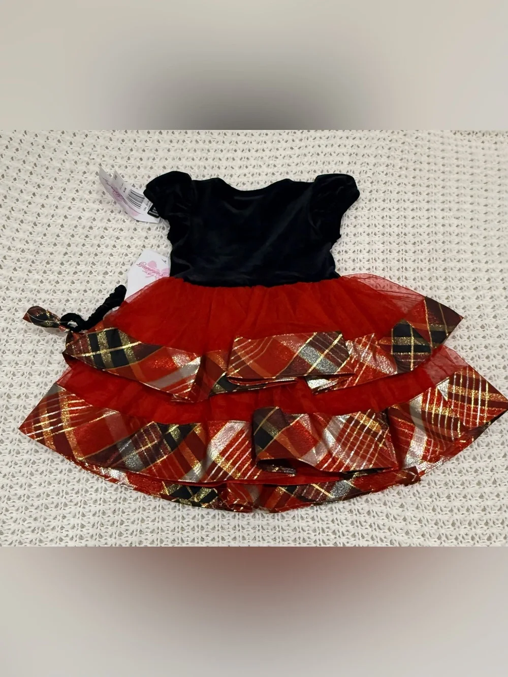 Bonnie baby girl holiday dress with a black velvet bodice & layered skirt sz 18m